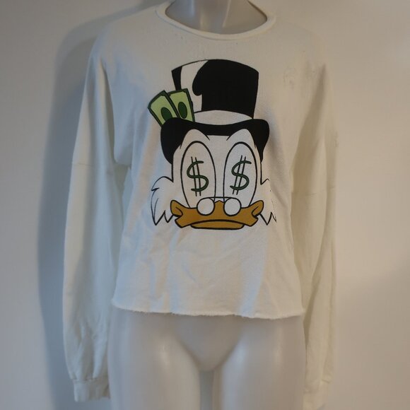 NWT Lauren Moshi Disney x White Multicolor Lee Scrooge Graphic Pullover Top M - Picture 1 of 7